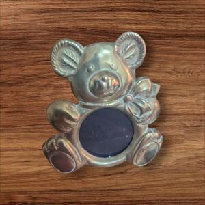 Vintage Brass Teddy Bear Picture Frame With Stand